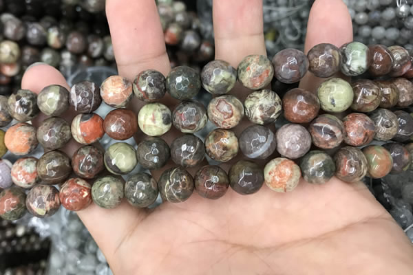 CAA2387 15.5 inches 10mm faceted round ocean agate beads wholesale