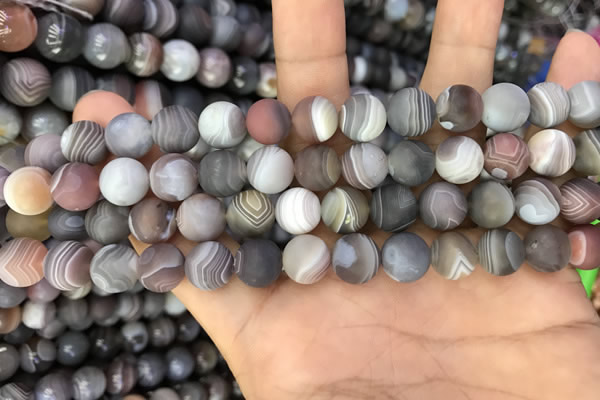 CAA2392 15.5 inches 6mm round matte Botswana agate beads wholesale