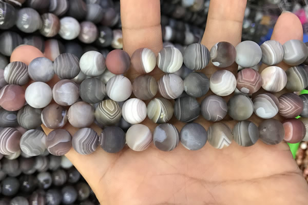 CAA2393 15.5 inches 8mm round matte Botswana agate beads wholesale