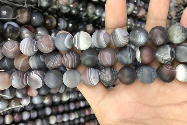 CAA2395 15.5 inches 12mm round matte Botswana agate beads wholesale