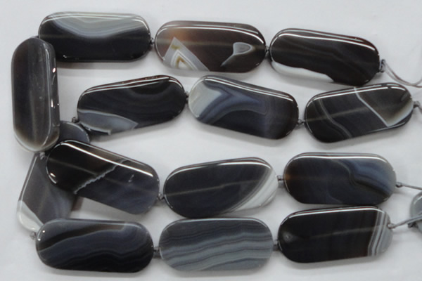 CAA240 15.5 inches 25*55mm rectangle grey line agate beads