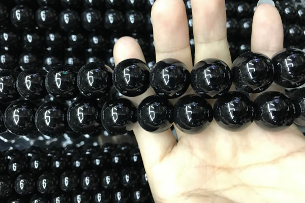 CAA2410 15.5 inches 20mm round black agate beads wholesale