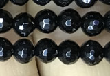 CAA2425 15.5 inches 4mm faceted round black agate beads wholesale