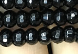 CAA2469 15.5 inches 4*6mm faceted rondelle black agate beads