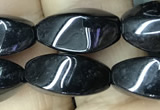 CAA2482 15.5 inches 6*12mm twisted rice black agate beads