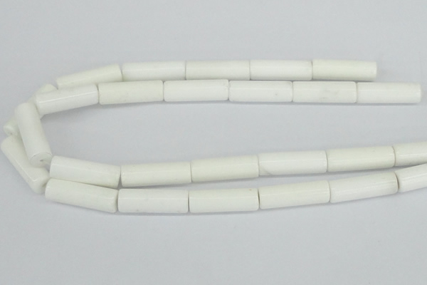 CAA25 15.5 inches 10*30mm cylinder white agate gemstone beads
