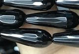 CAA2511 15.5 inches 6*16mm faceted teardrop black agate beads