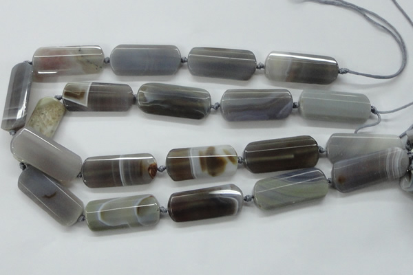 CAA253 15.5 inches 16*30mm faceted rectangle grey line agate beads