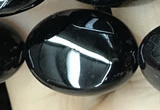 CAA2541 15.5 inches 15*20mm oval black agate beads wholesale
