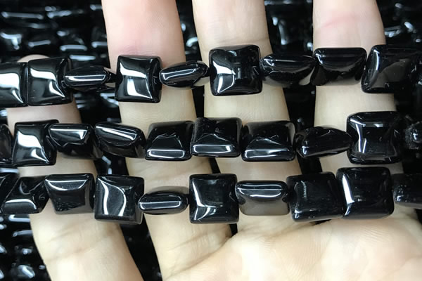 CAA2557 15.5 inches 14*14mm square black agate beads wholesale