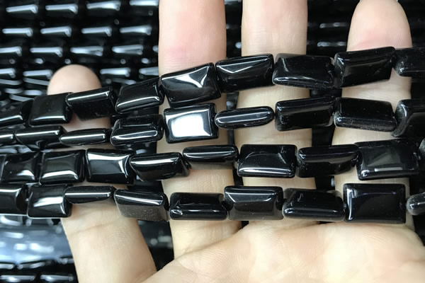 CAA2566 15.5 inches 10*14mm rectangle black agate beads wholesale