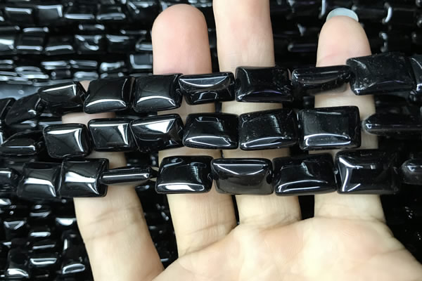 CAA2567 15.5 inches 12*16mm rectangle black agate beads wholesale