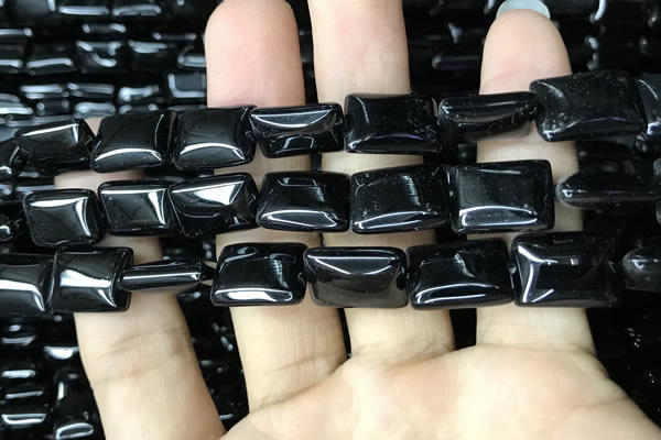 CAA2568 15.5 inches 13*18mm rectangle black agate beads wholesale