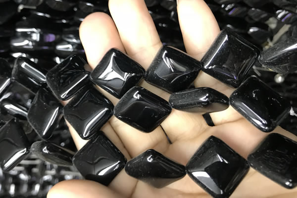 CAA2577 15.5 inches 20*20mm diamond black agate beads wholesale