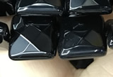 CAA2611 15.5 inches 16*16mm faceted square black agate beads