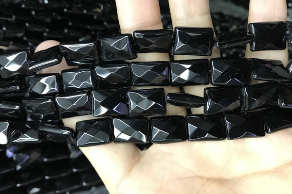 CAA2620 15.5 inches 12*16mm faceted rectangle black agate beads