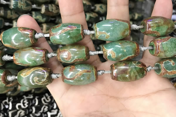 CAA2672 15.5 inches 13*22mm - 15*23mm drum tibetan agate dzi beads