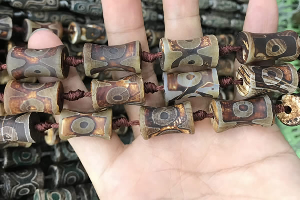 CAA2680 15.5 inches 12*18mm - 13*30mm bone tibetan agate dzi beads