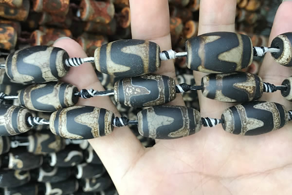 CAA2685 15.5 inches 13*25mm - 16*26mm drum tibetan agate dzi beads