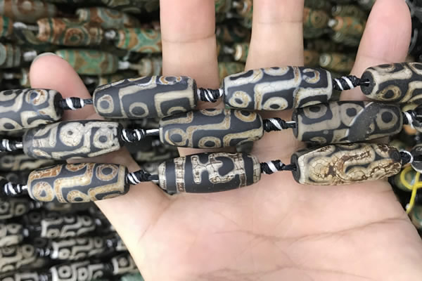 CAA2689 15.5 inches 12*30mm - 14*30mm rice tibetan agate dzi beads
