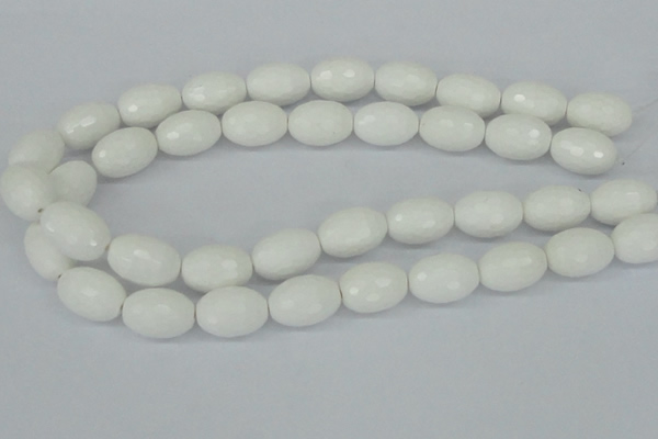 CAA27 15.5 inches 15*20mm faceted rice white agate gemstone beads