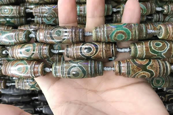 CAA2707 15.5 inches 14*38mm - 16*43mm rice tibetan agate dzi beads