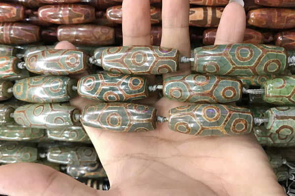 CAA2710 15.5 inches 14*38mm - 16*43mm rice tibetan agate dzi beads