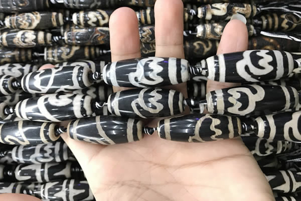 CAA2717 15.5 inches 14*38mm - 16*43mm rice tibetan agate dzi beads