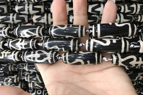 CAA2719 15.5 inches 14*38mm - 16*43mm rice tibetan agate dzi beads