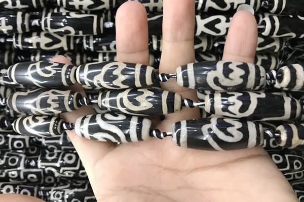 CAA2720 15.5 inches 14*38mm - 16*43mm rice tibetan agate dzi beads