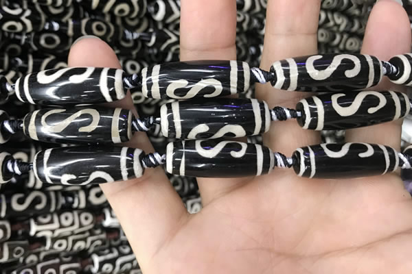 CAA2727 15.5 inches 10*28mm - 11*30mm rice tibetan agate dzi beads