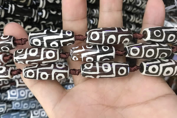CAA2728 15.5 inches 10*28mm - 11*30mm rice tibetan agate dzi beads