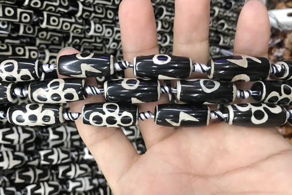 CAA2730 15.5 inches 10*25mm - 11*25mm rice tibetan agate dzi beads
