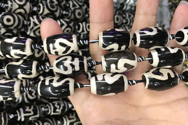 CAA2735 15.5 inches 14*21mm - 16*22mm drum tibetan agate dzi beads