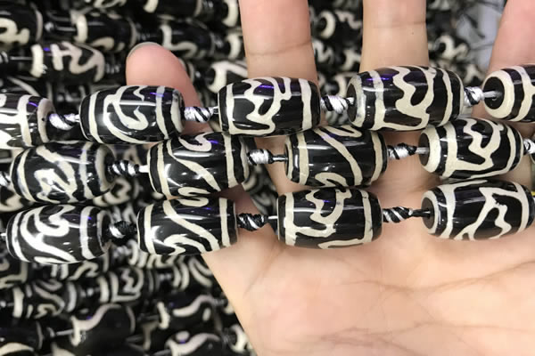 CAA2736 15.5 inches 14*21mm - 16*22mm drum tibetan agate dzi beads