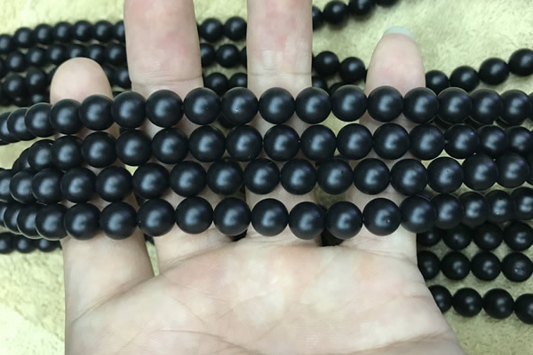 CAA2762 15.5 inches 6mm round matte black agate beads wholesale