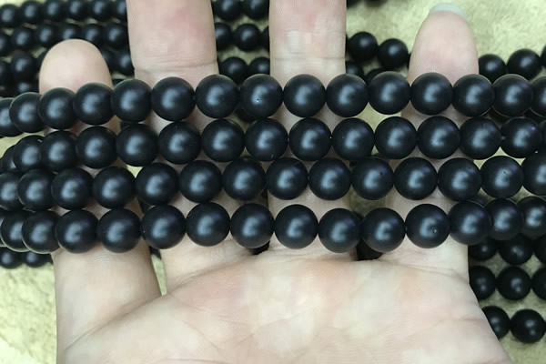 CAA2763 15.5 inches 8mm round matte black agate beads wholesale