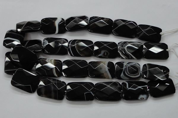 CAA279 15.5 inches 23*30mm faceted rectangle black line agate beads