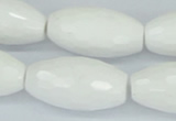 CAA28 15.5 inches 15*30mm faceted rice white agate gemstone beads