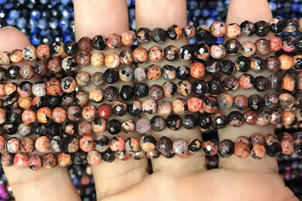 CAA2820 15 inches 4mm faceted round fire crackle agate beads wholesale