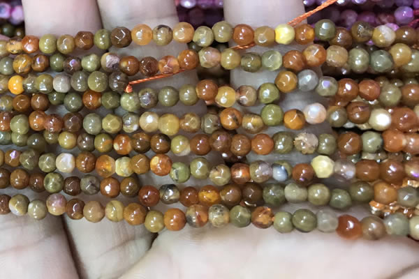 CAA2841 15 inches 4mm faceted round fire crackle agate beads wholesale