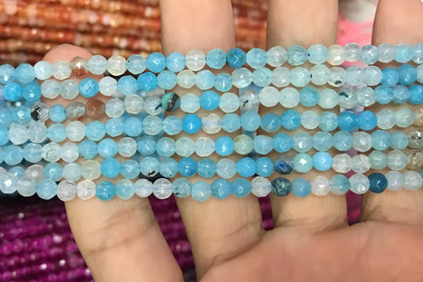 CAA2842 15 inches 4mm faceted round fire crackle agate beads wholesale