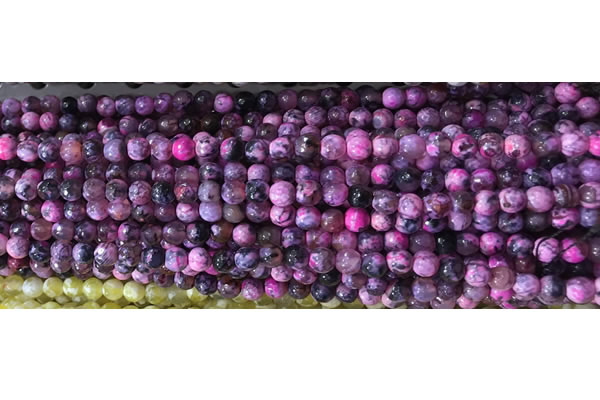CAA2892 15 inches 6mm faceted round fire crackle agate beads wholesale