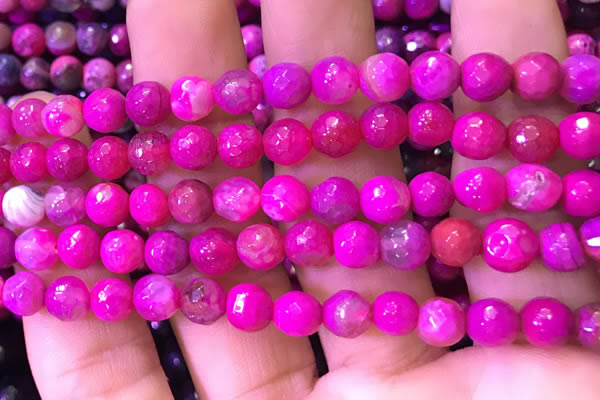 CAA2894 15 inches 6mm faceted round fire crackle agate beads wholesale