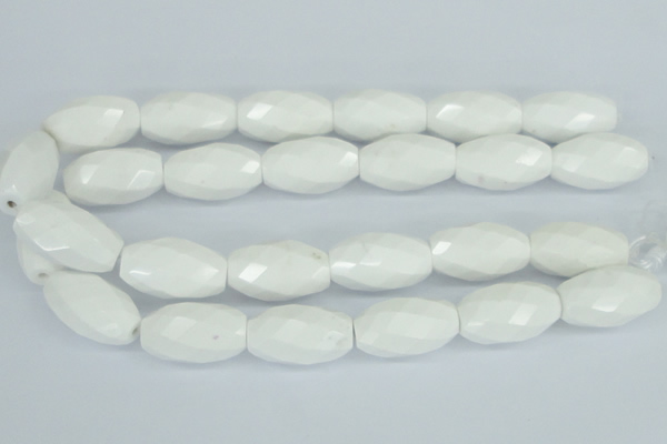 CAA29 15.5 inches 18*30mm faceted rice white agate gemstone beads