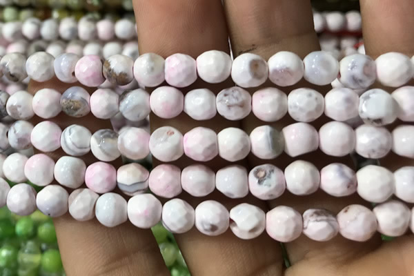 CAA2918 15 inches 6mm faceted round fire crackle agate beads wholesale