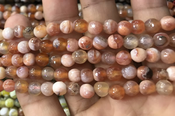 CAA2920 15 inches 6mm faceted round fire crackle agate beads wholesale