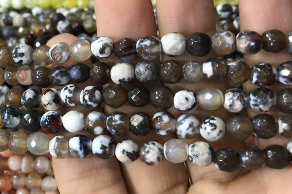 CAA2921 15 inches 6mm faceted round fire crackle agate beads wholesale