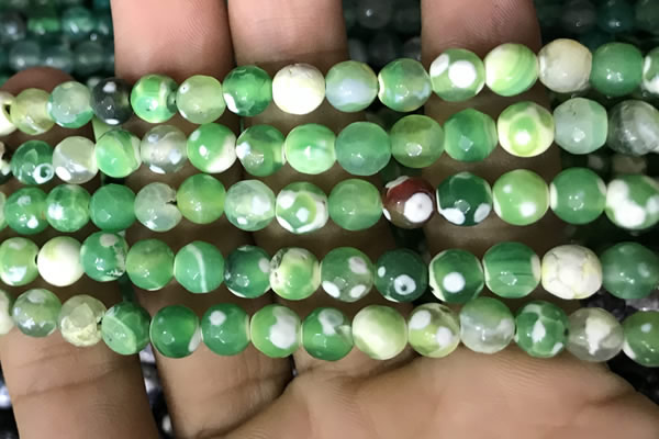 CAA2922 15 inches 6mm faceted round fire crackle agate beads wholesale
