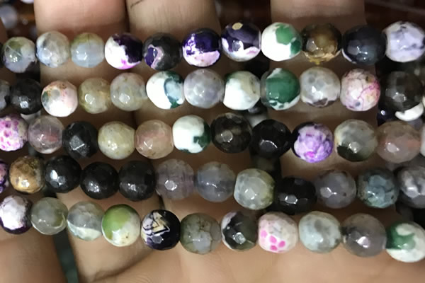 CAA2924 15 inches 6mm faceted round fire crackle agate beads wholesale